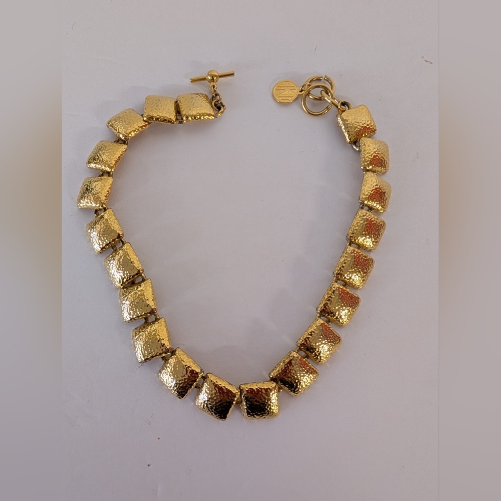 Vintage  Anne Klein Gold Textured Necklace  1980s